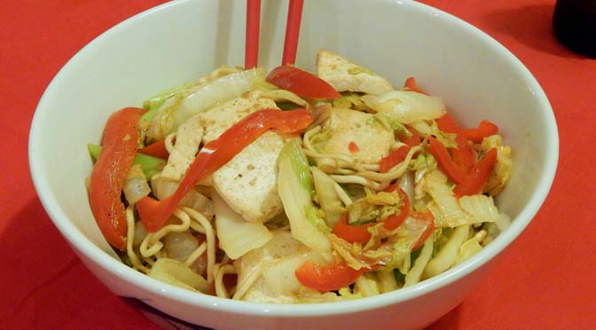 Recept noedels met tofu en Chinese kool